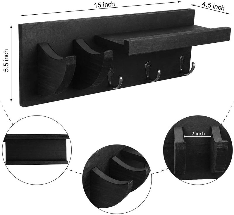 Bikoney Guitar Wall Hanger Guitar Holder Wall Mount Bracket Hanger Guitar Wood Hanging with Pick Holder and 3 Hooks Vintage Black, [U.S. Patent] - Image 4